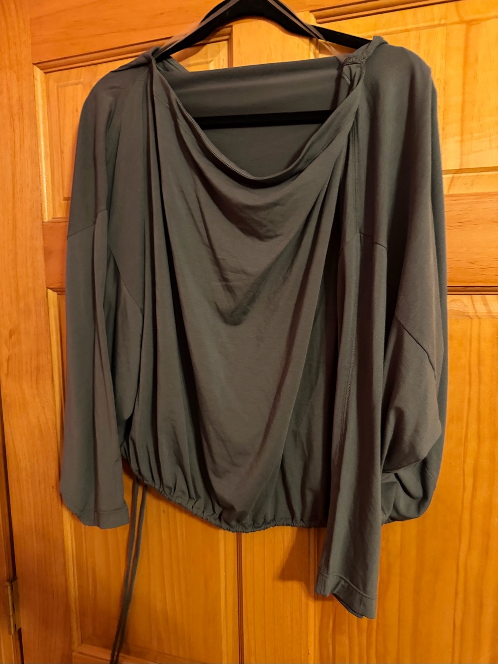 Athleta Olive Green Draped Cowl-Neck Sweatshirt